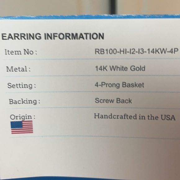 1cttw diamond stud earrings in 14k white gold h-I color i2 i3 clarity - Picture 3 of 4